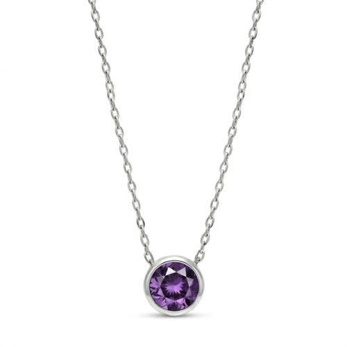alexandrite birthstone necklace in white gold finish — front view