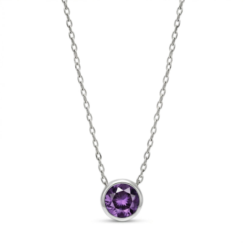 alexandrite birthstone necklace in white gold finish — front view