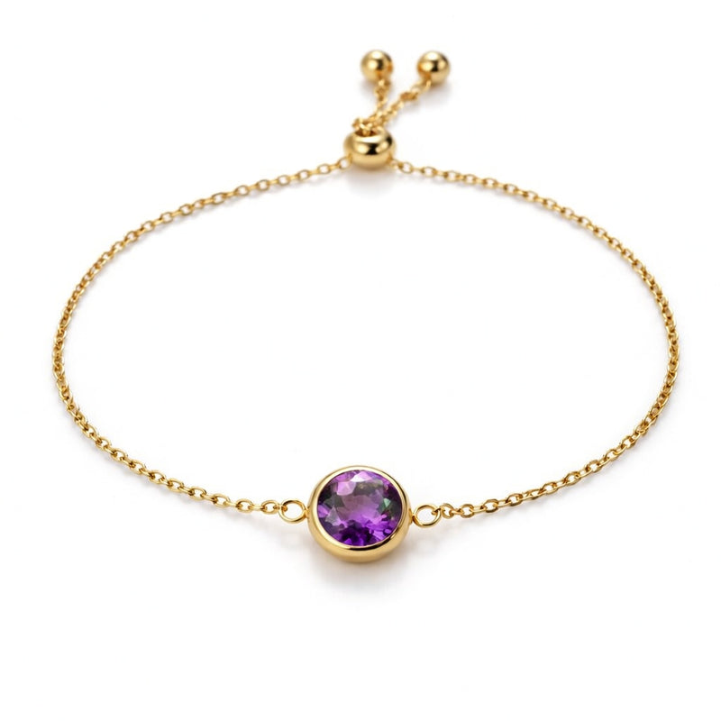 alexandrite birthstone bracelet in yellow gold finish — front view