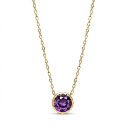 alexandrite birthstone necklace in yellow gold finish — front view