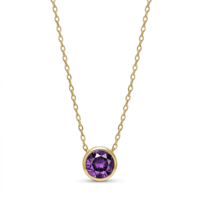 alexandrite birthstone necklace in yellow gold finish — front view