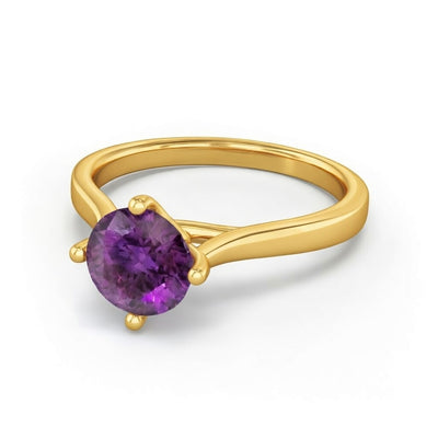 alexandrite birthstone ring in yellow gold finish — front view