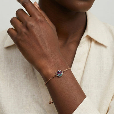 alexandrite birthstone bracelet in rose gold finish — model view