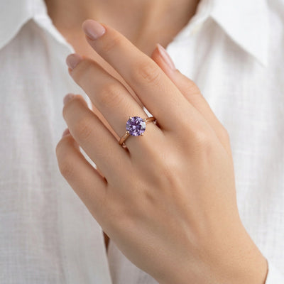 alexandrite birthstone ring in rose gold finish — model view