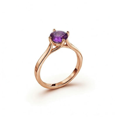 alexandrite birthstone ring in rose gold finish — side view