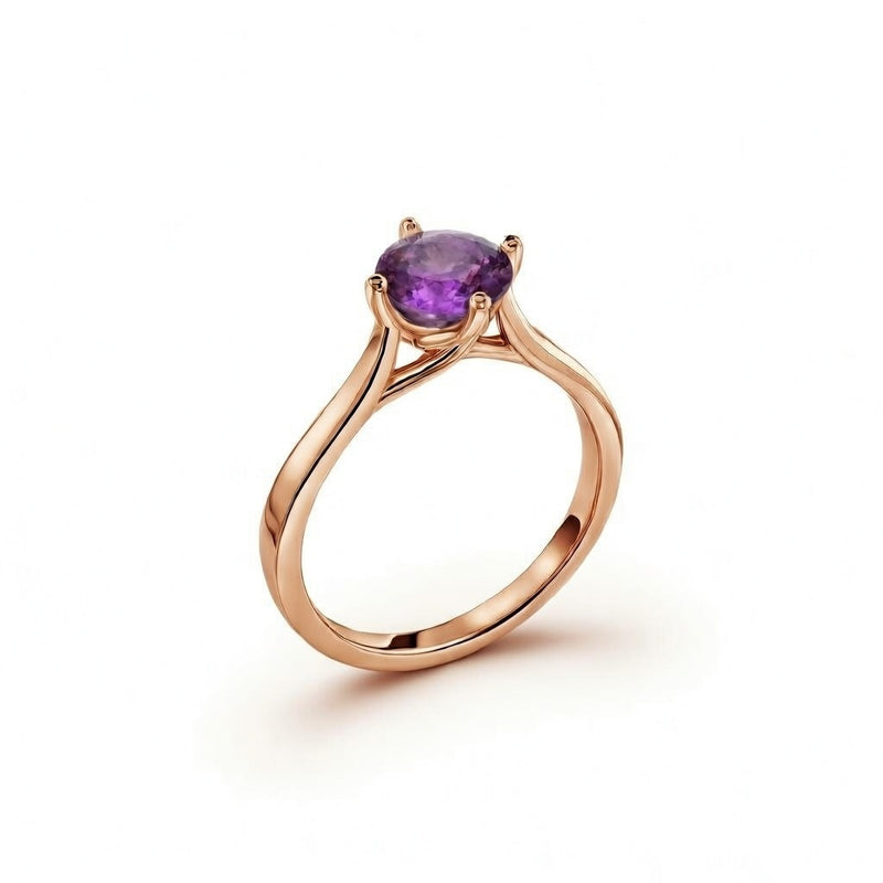 alexandrite birthstone ring in rose gold finish — side view