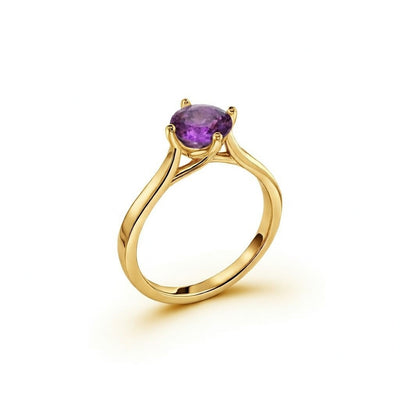 alexandrite birthstone ring in yellow gold finish — side view