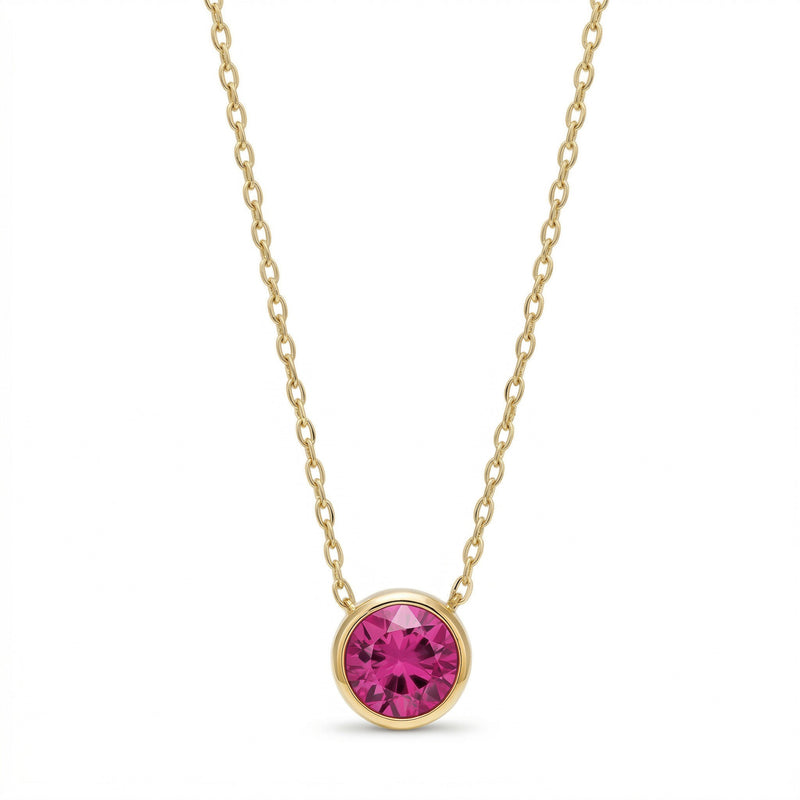 ruby birthstone necklace in yellow gold finish — front view