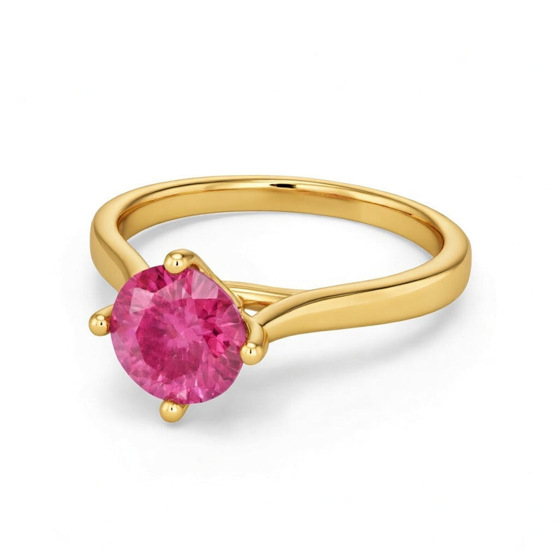 ruby birthstone ring in yellow gold finish — front view