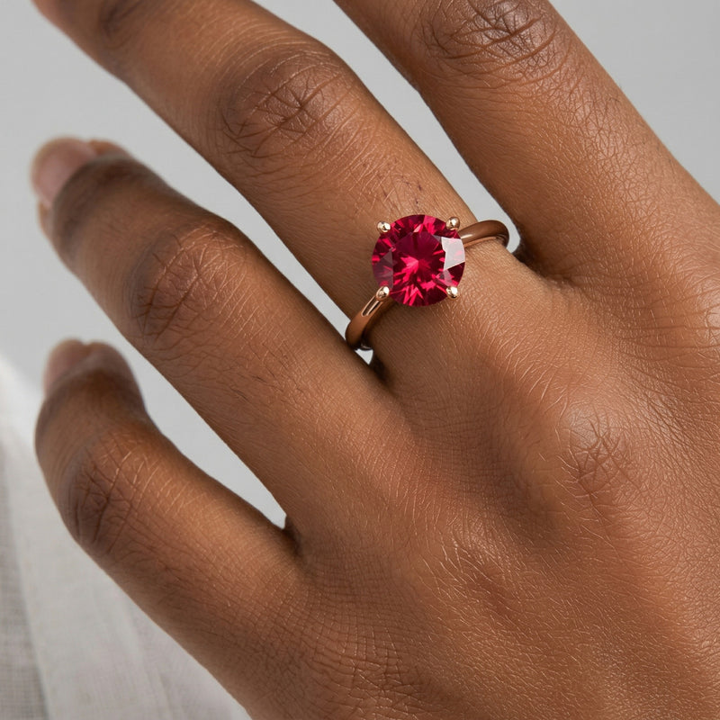 ruby birthstone ring in white gold finish — model view