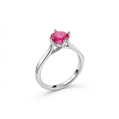 ruby birthstone ring in white gold finish — side view
