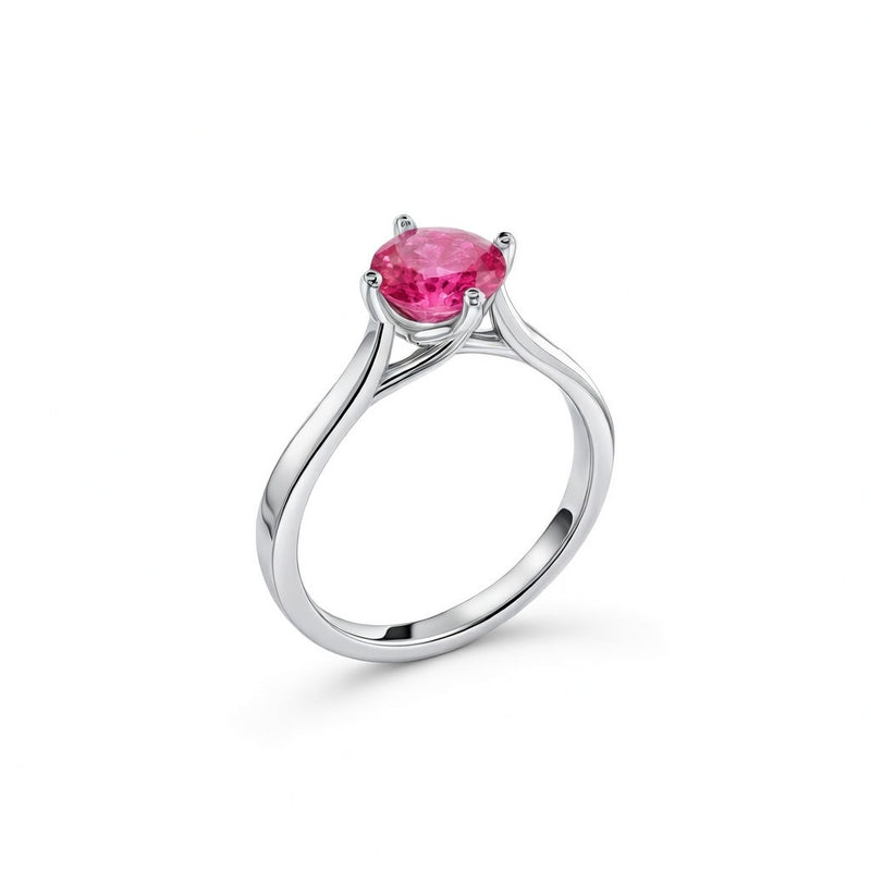 ruby birthstone ring in white gold finish — side view