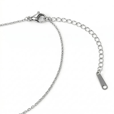 sapphire birthstone necklace in white gold finish — back view