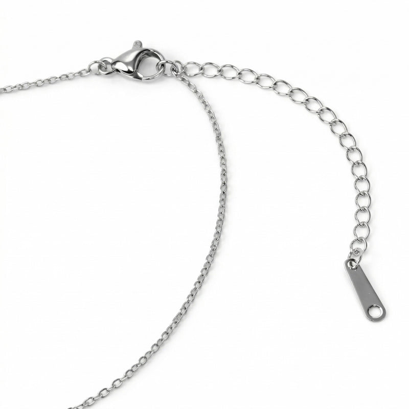 tourmaline birthstone necklace in white gold finish — back view