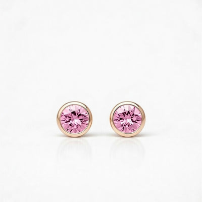 tourmaline birthstone stud earrings in rose gold finish — front view