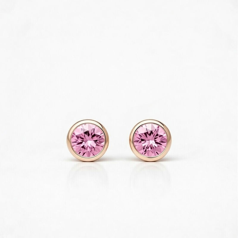 tourmaline birthstone stud earrings in rose gold finish — front view