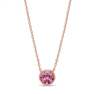 tourmaline birthstone necklace in rose gold finish — front view