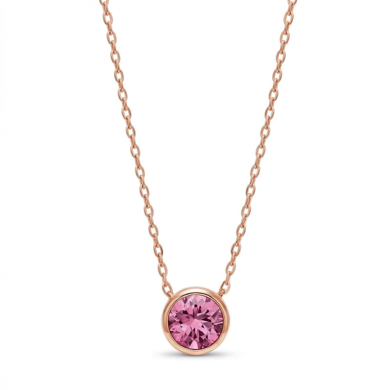 tourmaline birthstone necklace in rose gold finish — front view