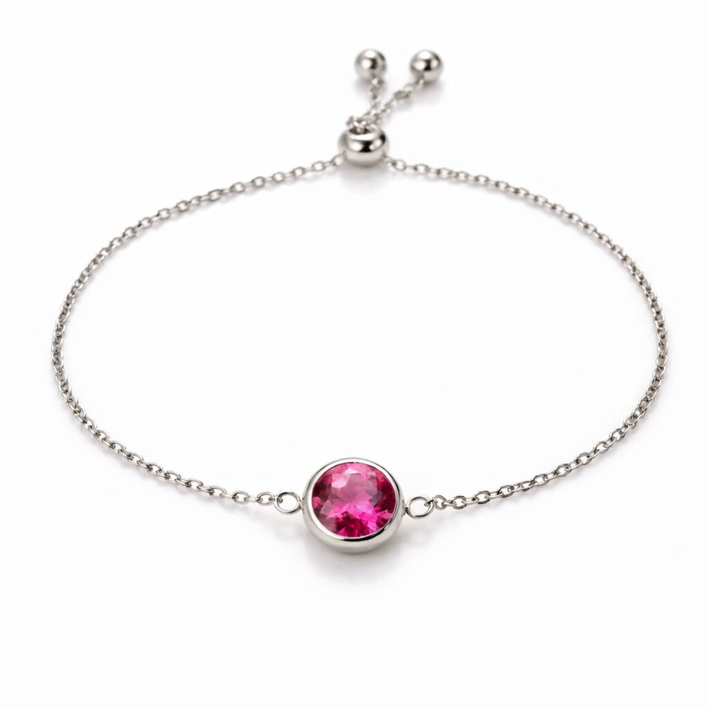 tourmaline birthstone bracelet in white gold finish — front view
