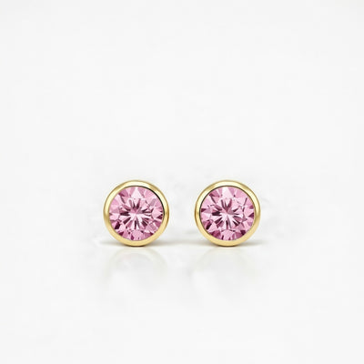 tourmaline birthstone stud earrings in white gold finish — front view