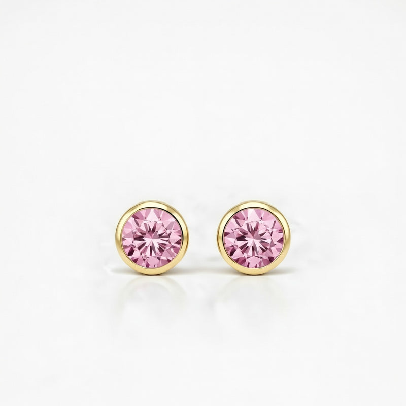 tourmaline birthstone stud earrings in white gold finish — front view