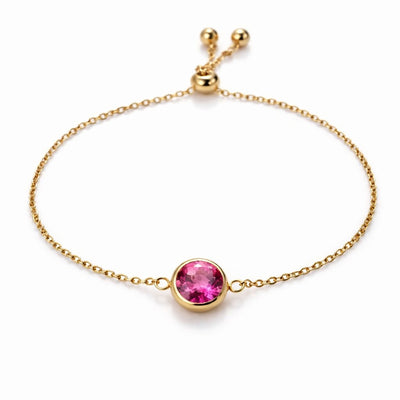 tourmaline birthstone bracelet in yellow gold finish — front view