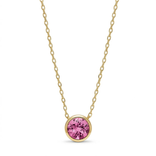 tourmaline birthstone necklace in yellow gold finish — front view