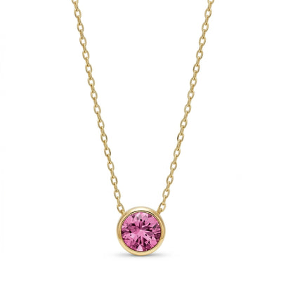 tourmaline birthstone necklace in yellow gold finish — front view