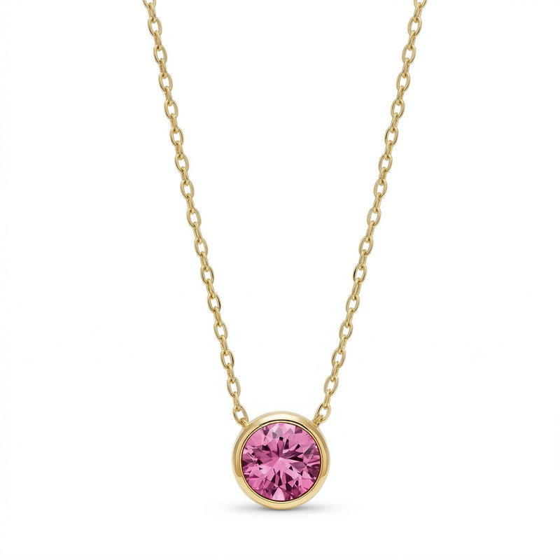 tourmaline birthstone necklace in yellow gold finish — front view