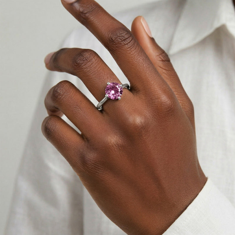 tourmaline birthstone ring in white gold finish — model view