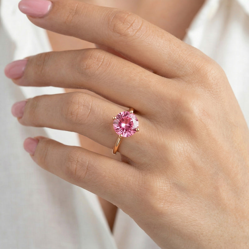 tourmaline birthstone ring in rose gold finish — model view