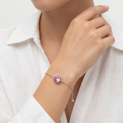 tourmaline birthstone bracelet in white gold finish — model view