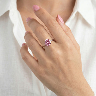 tourmaline birthstone ring in white gold finish — model view