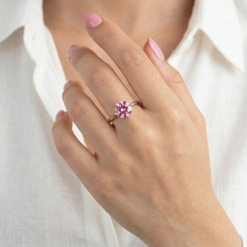 tourmaline birthstone ring in white gold finish — model view