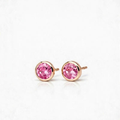 tourmaline birthstone stud earrings in rose gold finish — side view