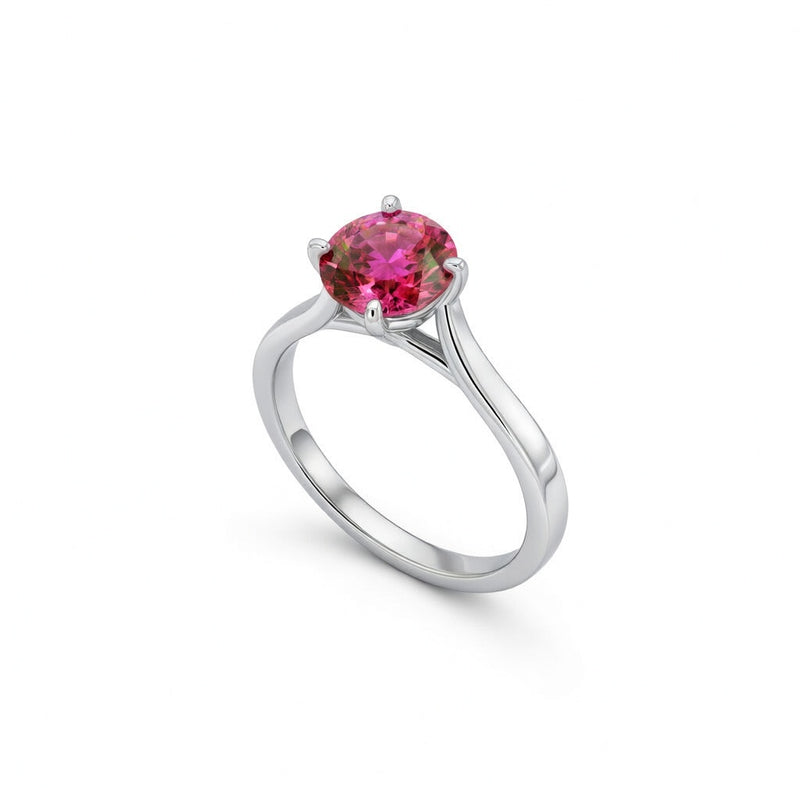 tourmaline birthstone ring in white gold finish — side view