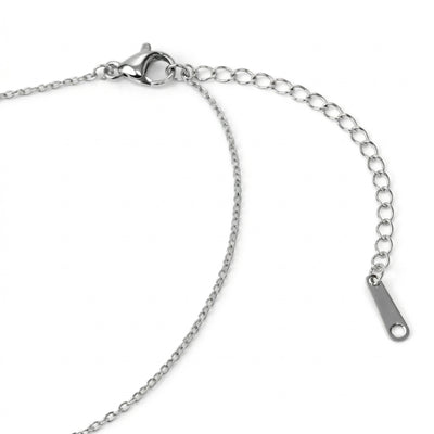 blue topaz birthstone necklace in white gold finish — back view