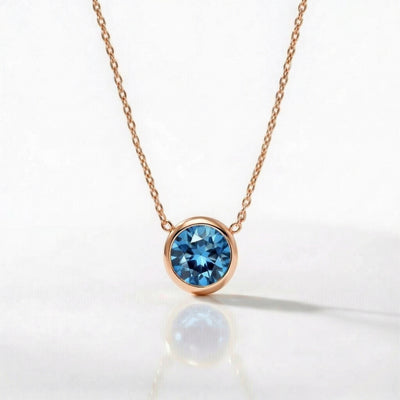 Halo of Light Blue Topaz Clarity Necklace