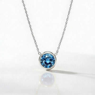 Halo of Light Blue Topaz Clarity Necklace