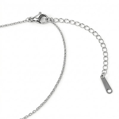 tanzanite birthstone necklace in white gold finish — back view