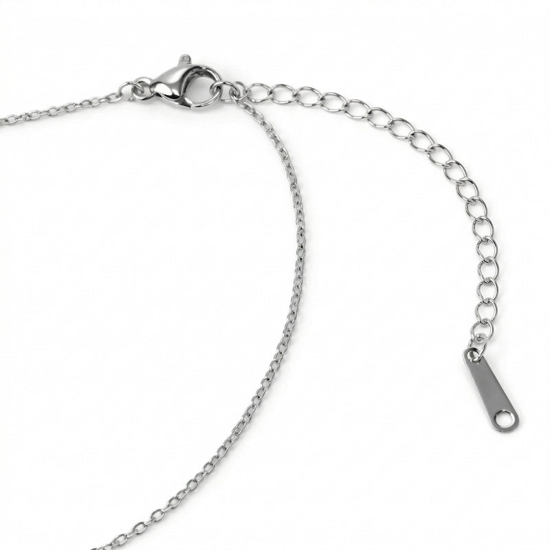 tanzanite birthstone necklace in white gold finish — back view