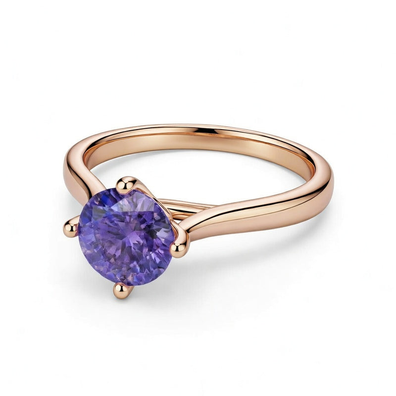 tanzanite birthstone ring in rose gold finish — front view