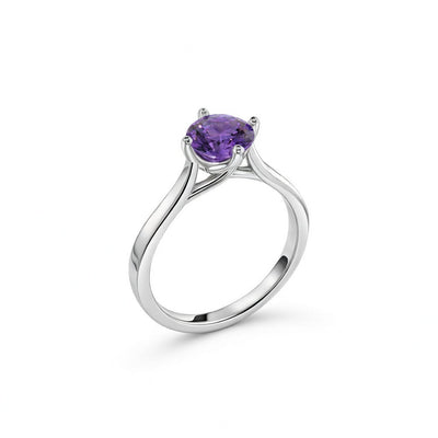 tanzanite birthstone ring in white gold finish — side view