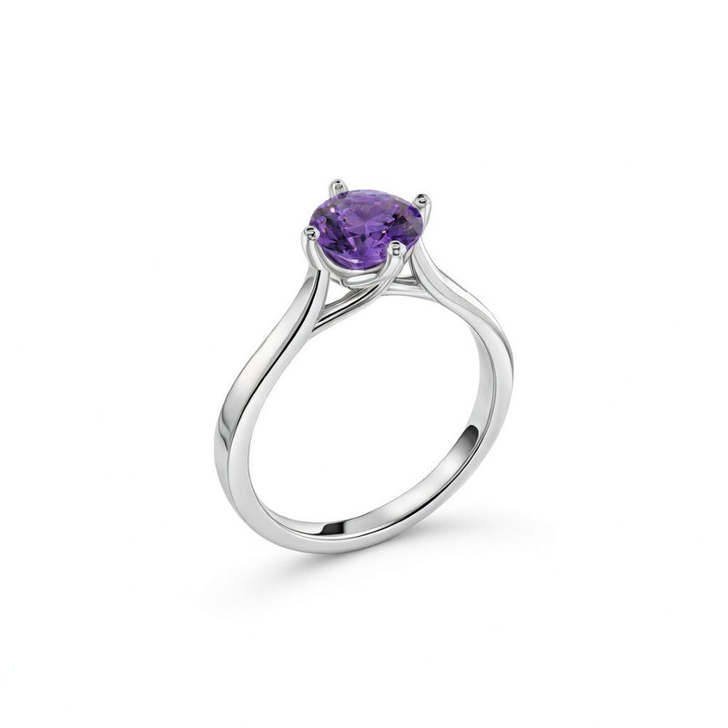 tanzanite birthstone ring in white gold finish — side view
