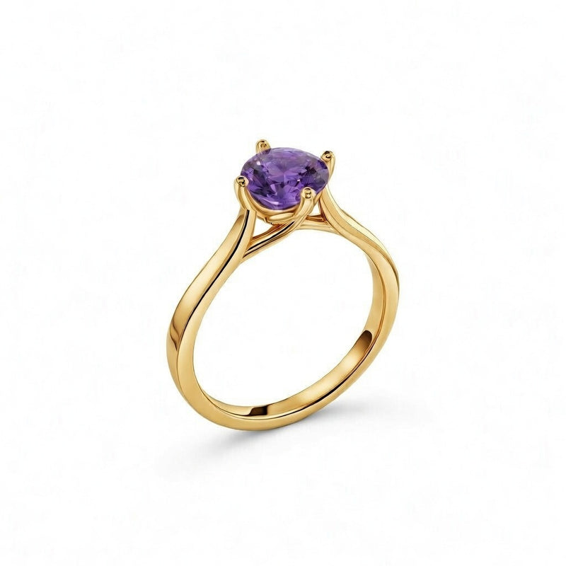 tanzanite birthstone ring in yellow gold finish — side view