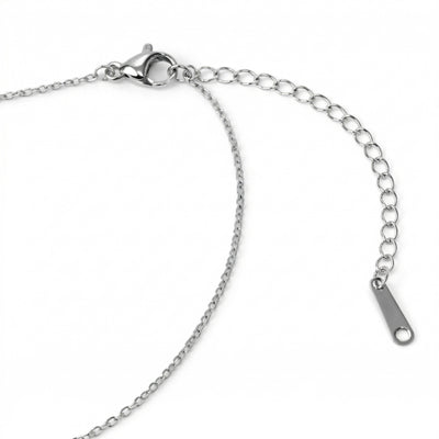 pearl birthstone necklace in white gold finish — back view