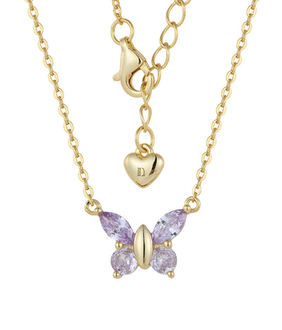 alexandrite butterfly pendant necklace in yellow gold finish — back view
