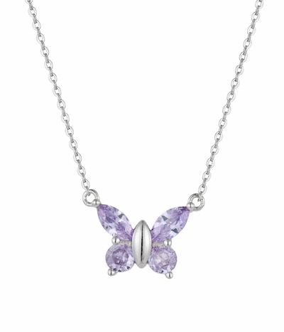 Starlight Alexandrite Butterfly Pendant Necklace