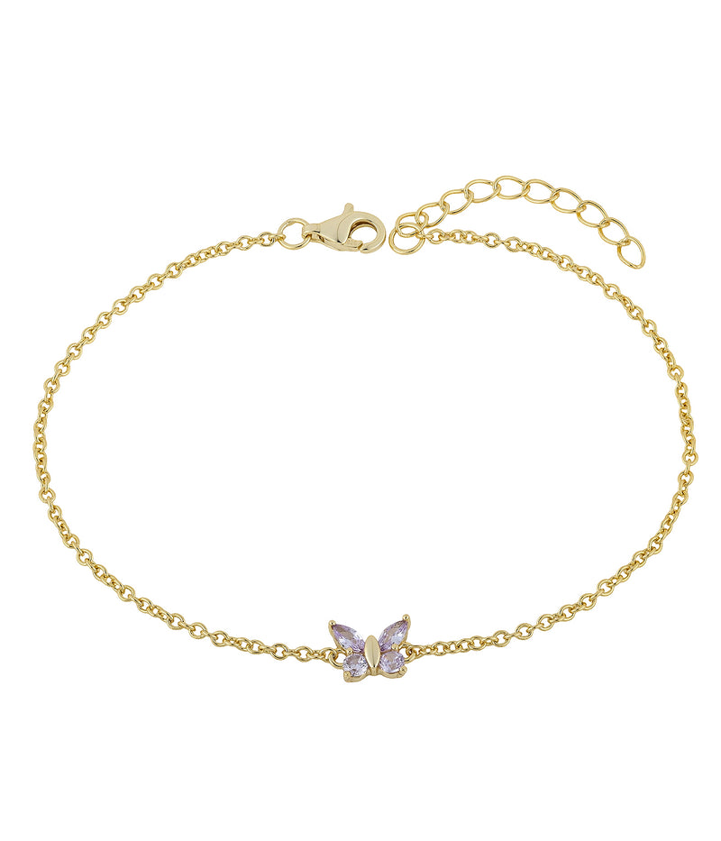 alexandrite butterfly bracelet in yellow gold finish — front view