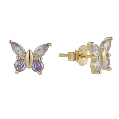 Starlight Alexandrite Butterfly Stud Earrings